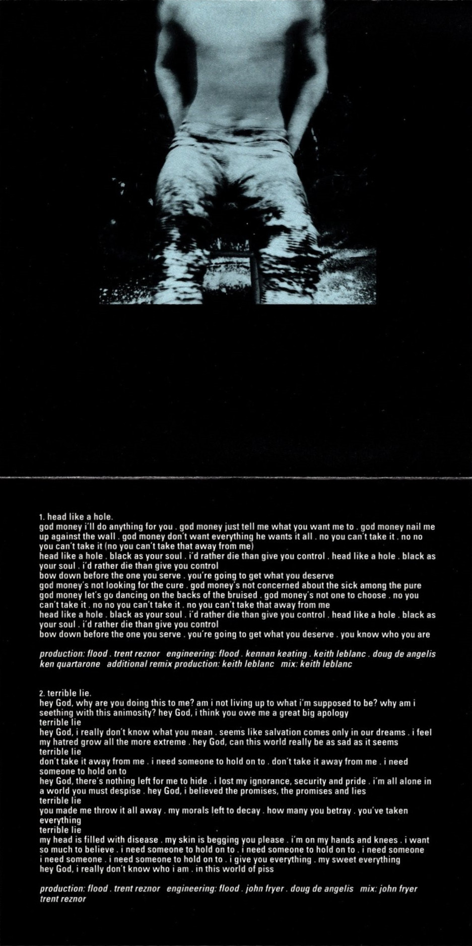 pretty hate machine by nine inch nails booklet pages 3 and 4